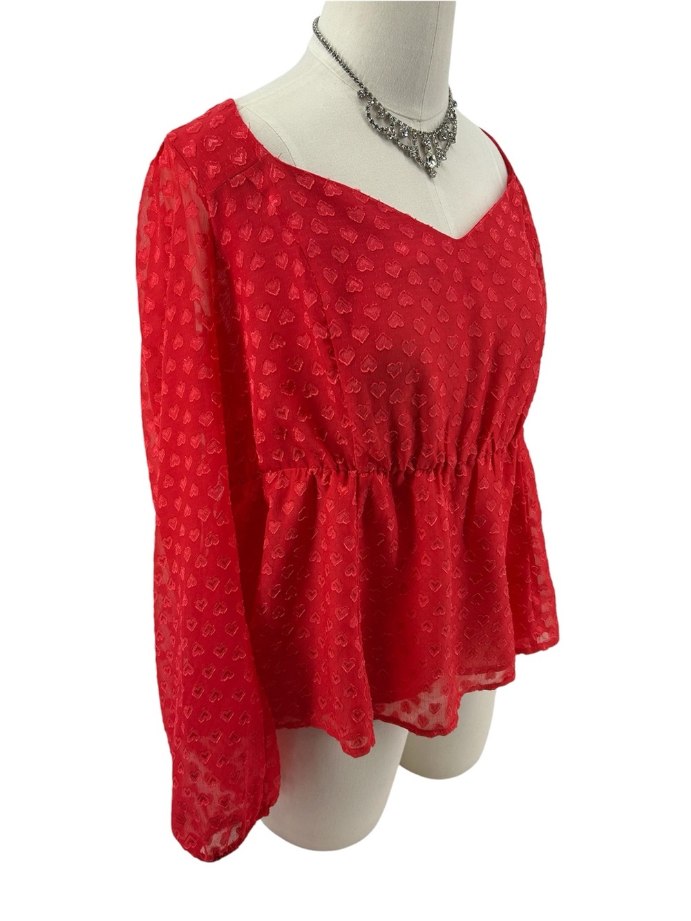 NWT Torrid Peplum Chiffon Clip Heart Blouse Size 0 12 NEW - Picture 9 of 15